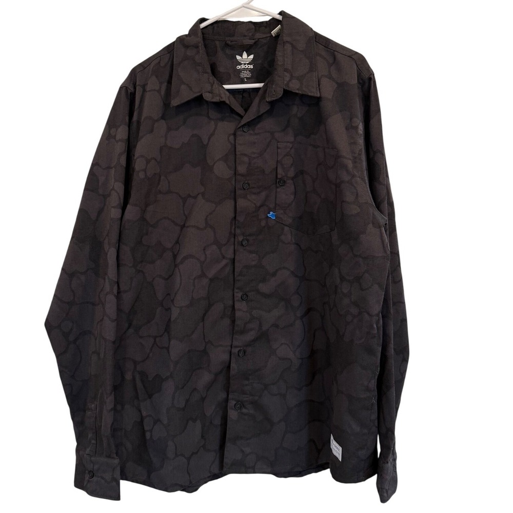 Adidas Skateboarding Mark Gonzales Shmoo Camo Button Down Shirt Black Large